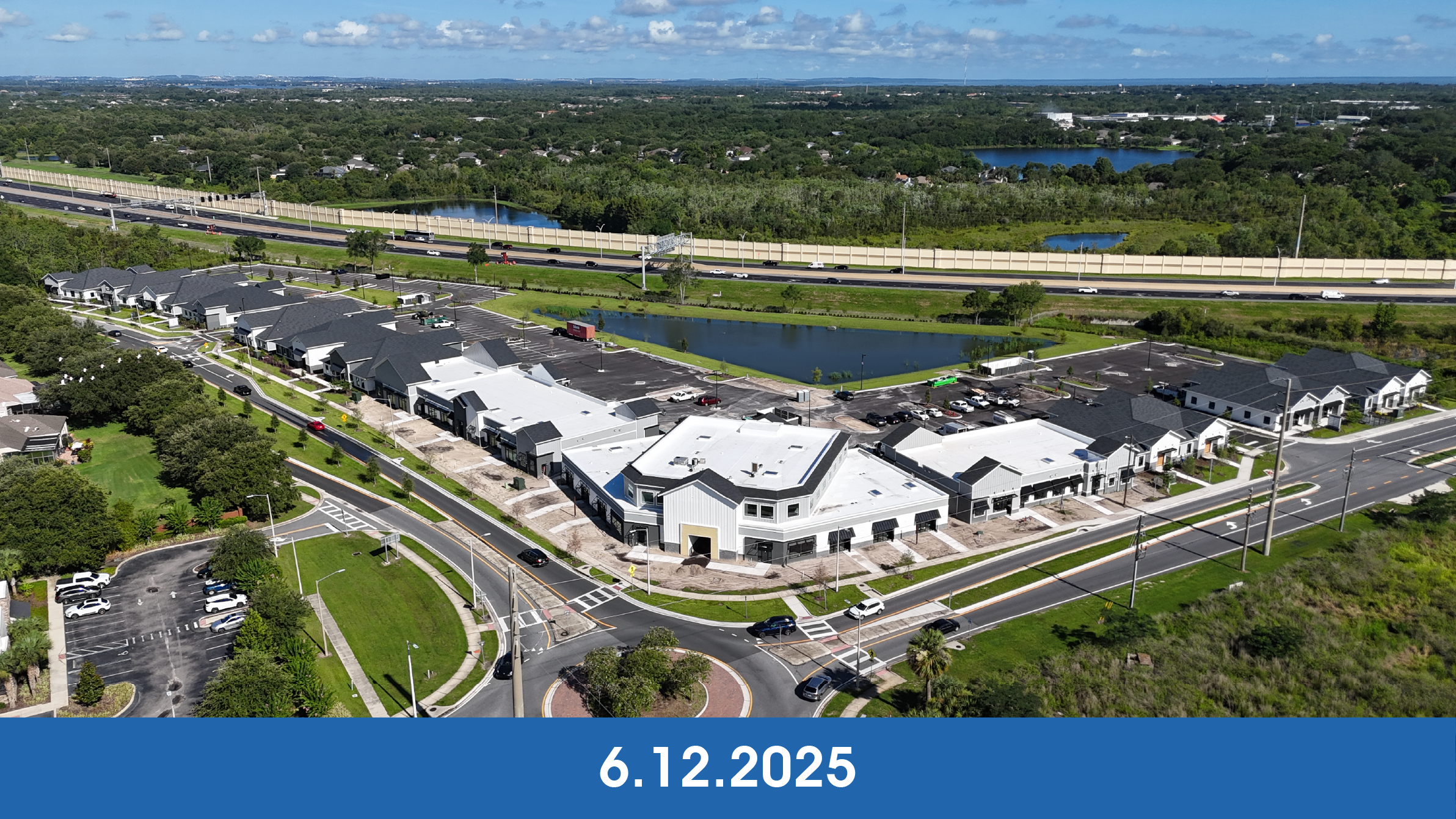 Stoneybrook Exchange Aerial image showing construction progress as of june 12, 2025