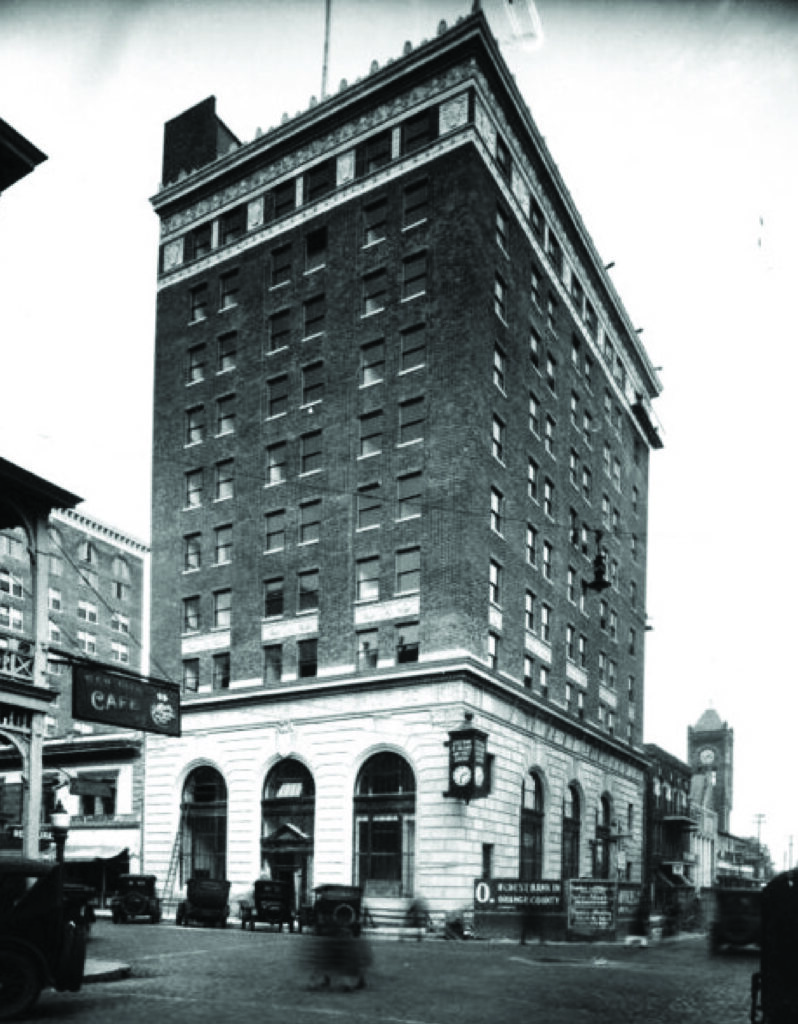 historic image of One North showing clock on corner